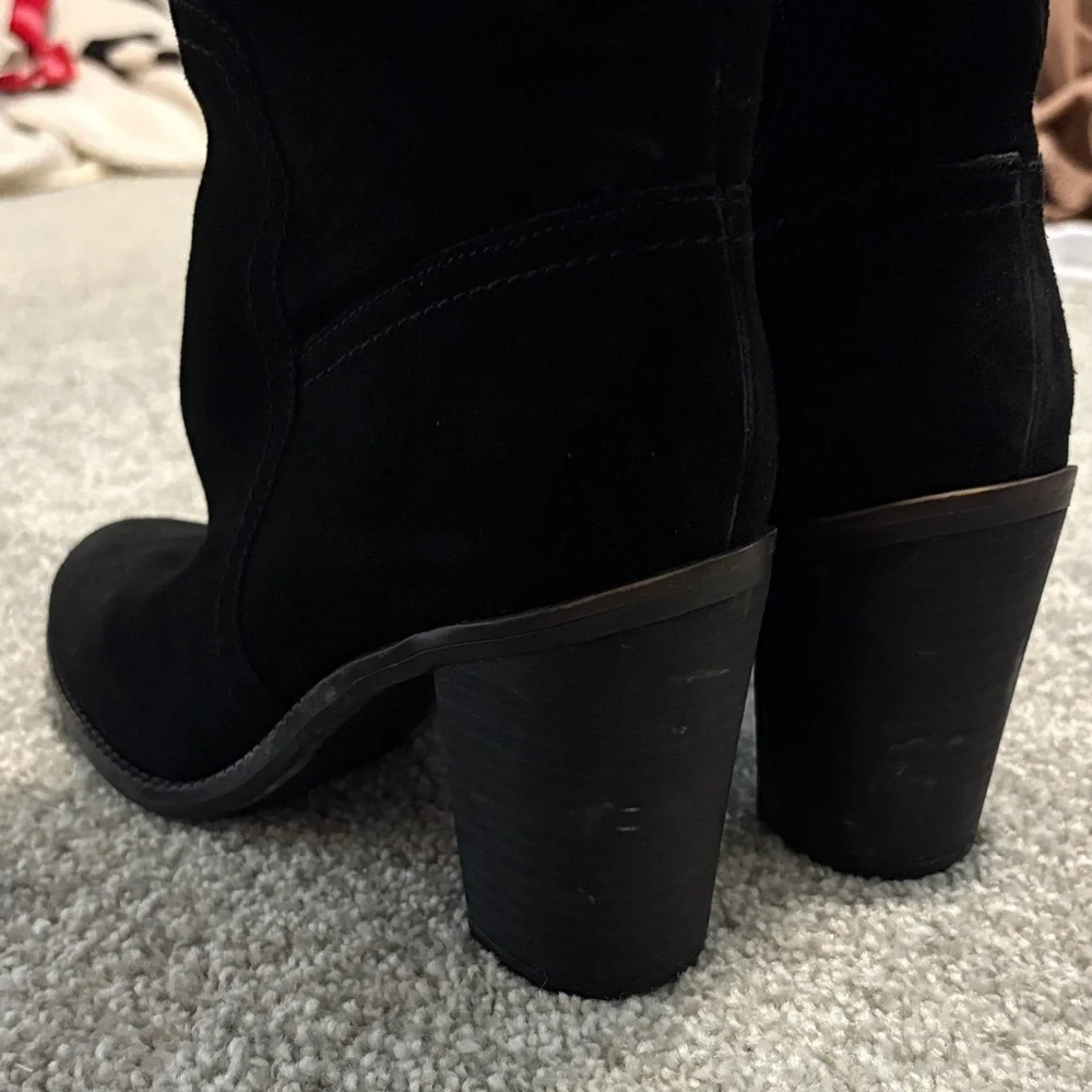 Franco Sarto Black Suede Over the Knee Ellyn Boots 7.5